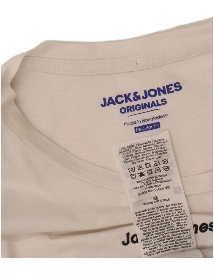 JACK & JONES Herre Originals T-Shirt Top Lille Hvid Colourblock Bomuld