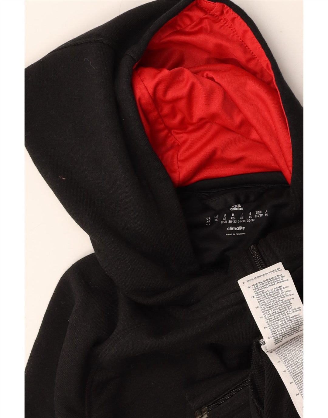ADIDAS Climalite hættetrøje med lynlås til kvinder UK 4/6 XS sort polyester