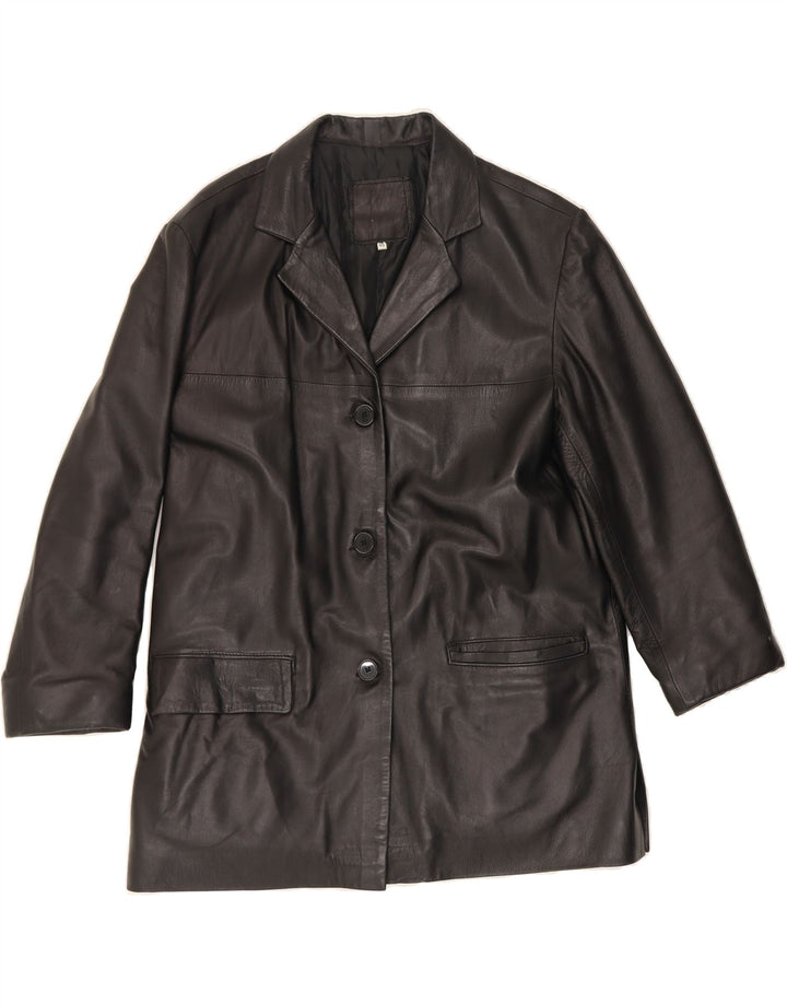 VINTAGE Womens Leather Jacket IT 46 Large Black Leather Vintage Vintage and Second-Hand Vintage from Messina Hembry 