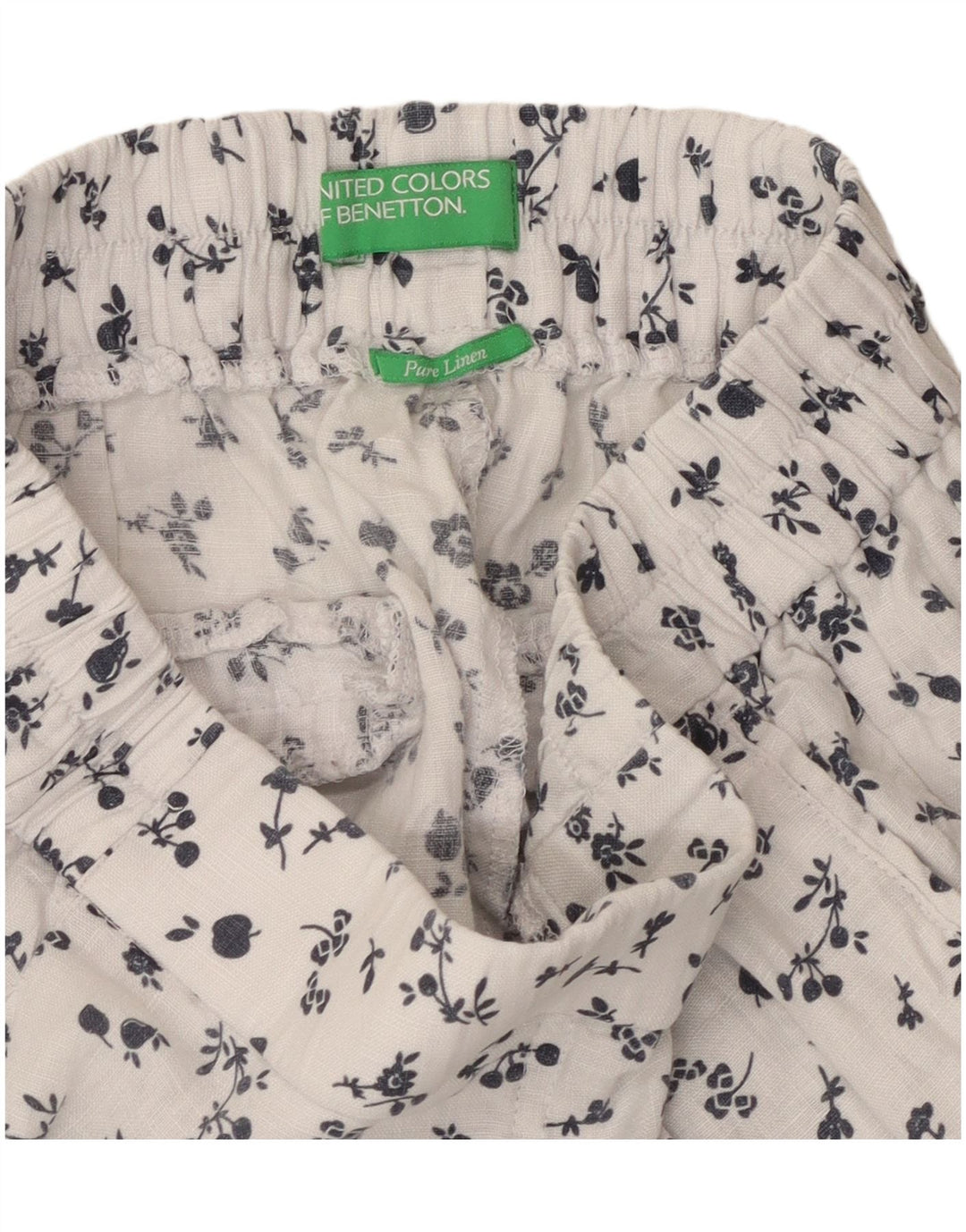 BENETTON Kvinders tilspidsede cropped bukser W26 L23 White Floral Linen