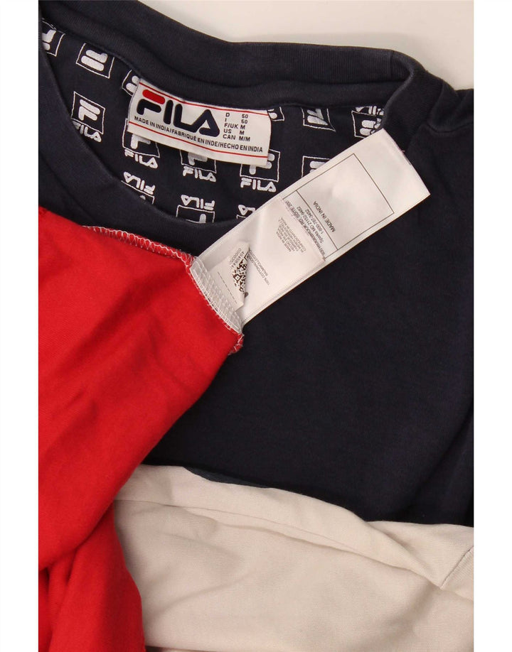 Fila Herre grafisk T-shirt Top Medium Flerfarvet Colourblock Bomuld