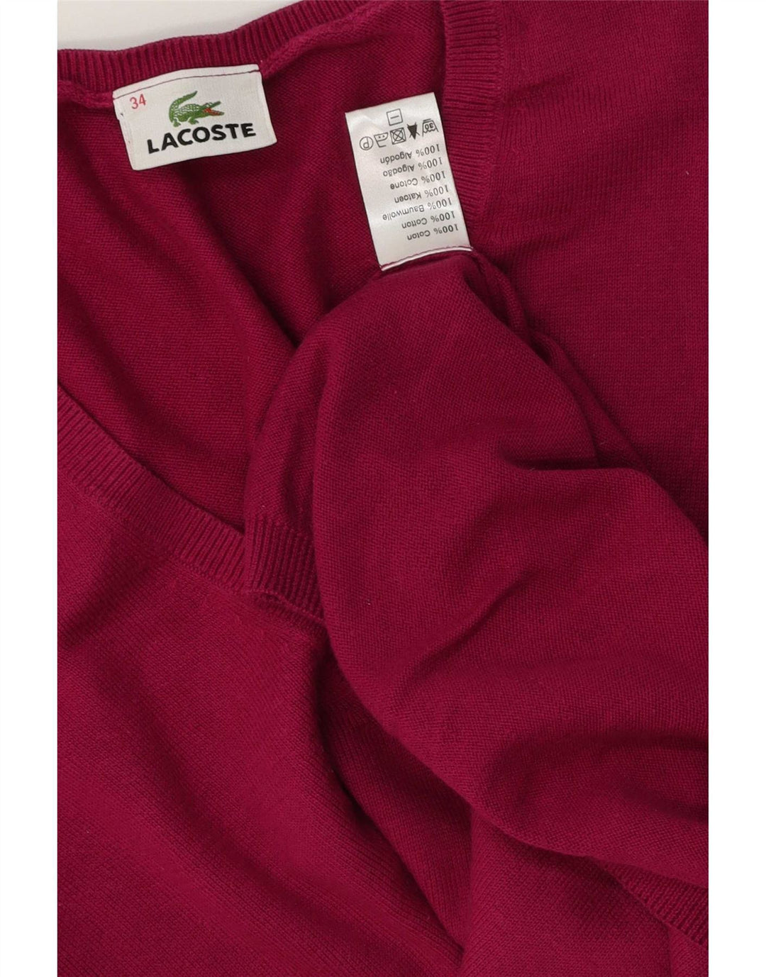 Lacoste Dame V-hals sweater Størrelse 34 Lille Pink Bomuld
