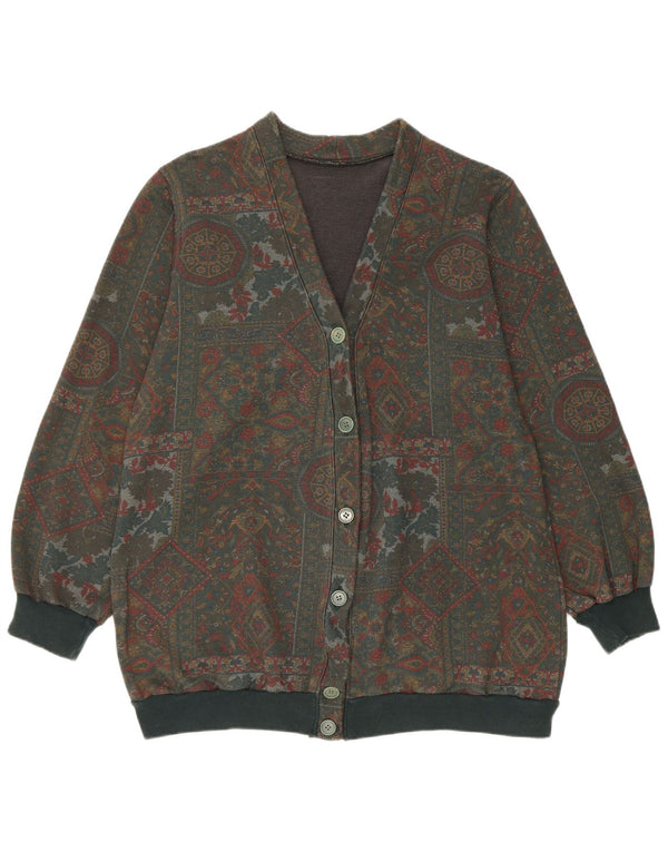 Vintage dame cardigan sweater UK 16 Large Green Paisley