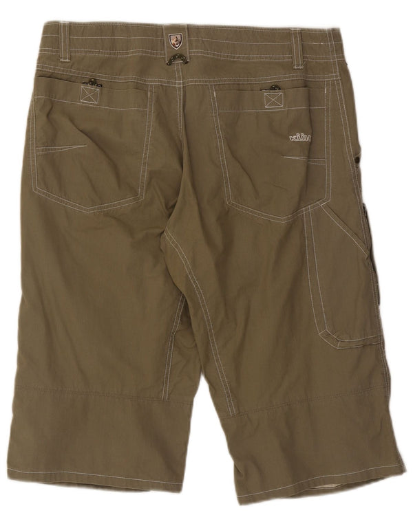 Vintage Herre Cargo Bermuda Shorts W34 Stor Khaki stribet bomuld