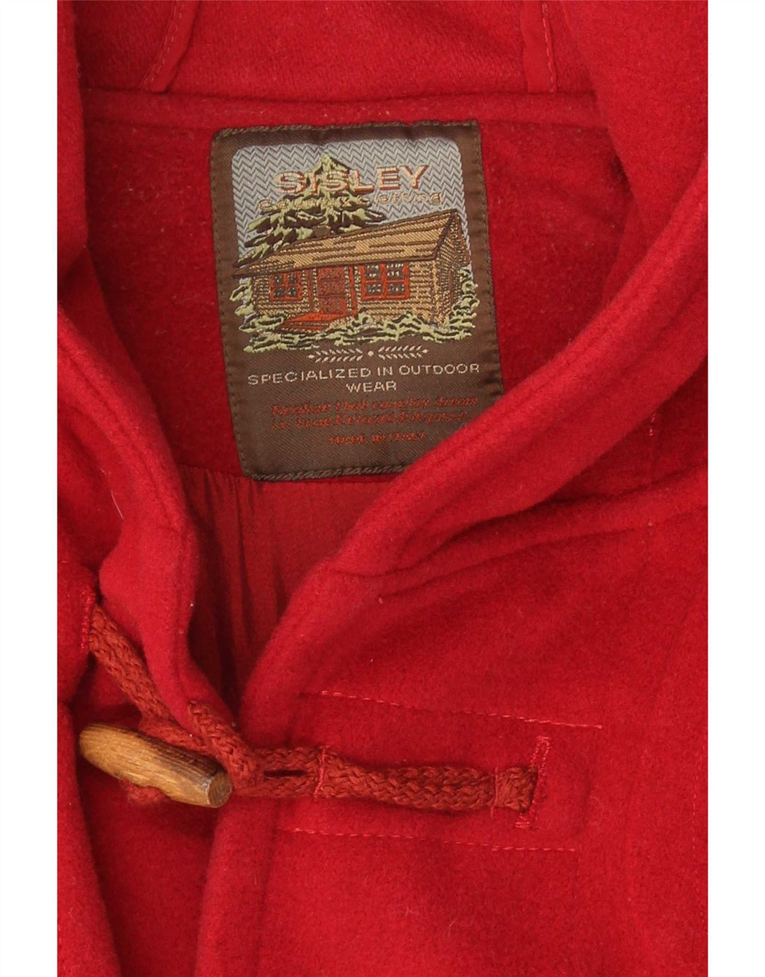Sisley Dame Hooded Oversized Duffel Coat UK 16 Large Red Wool