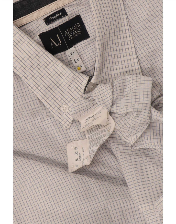 Armani Jeans Herre Comfort Fit skjorte Stor hvid ternet bomuld