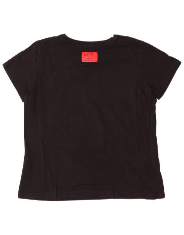 Armani Exchange Dame Grafisk T-Shirt Top UK 16 Stor Sort Bomuld