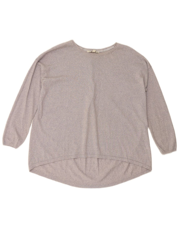 MONSOON Dame Loose Fit Boat Neck Jumper Sweater UK 14 Medium Lilla Uld