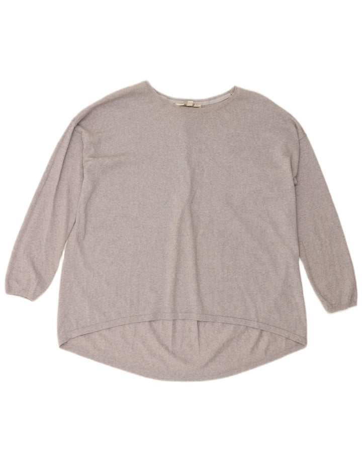 MONSOON Dame Loose Fit Boat Neck Jumper Sweater UK 14 Medium Lilla Uld