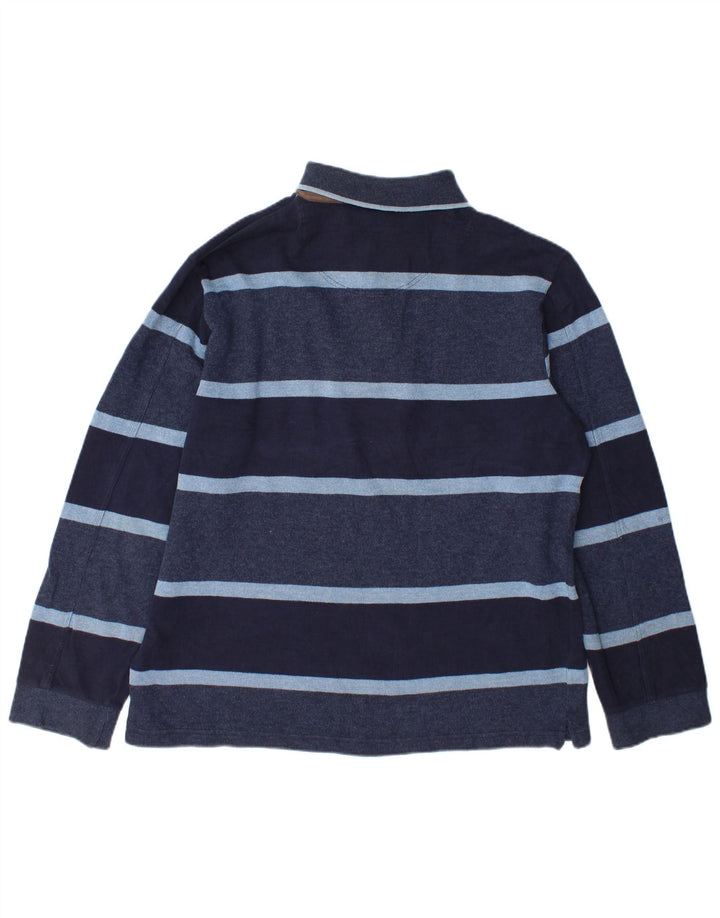 Marks & Spencer Langærmet Rugby Polo Shirt til mænd Medium Navyblå stribet