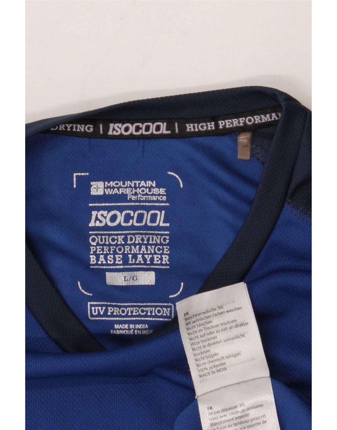 MOUNTAIN WAREHOUSE Herre IsoCool T-Shirt Top Stor Blå Colourblock