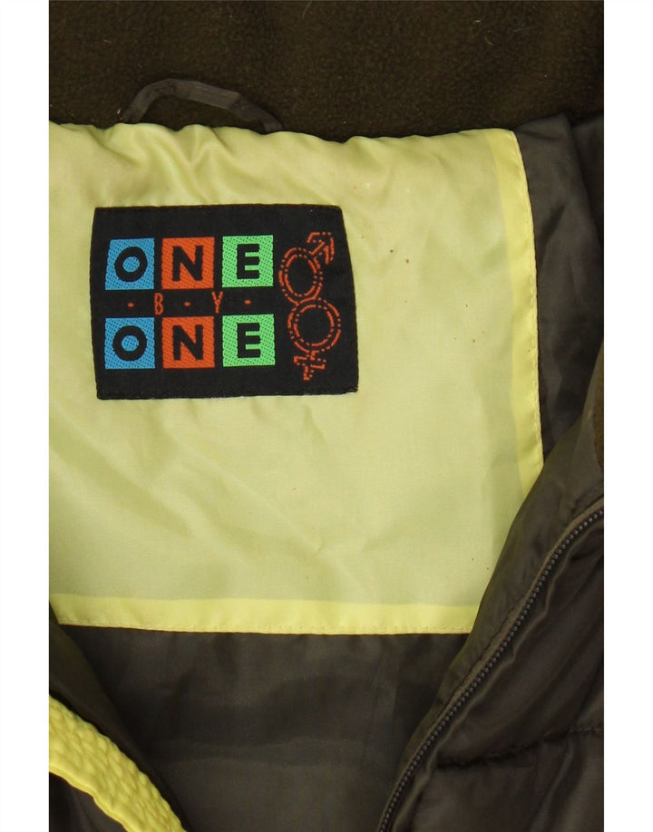 ONE BY ONE Mens Padded Jacket UK 40 Large Khaki Colourblock Polyamide Vintage One By One and Second-Hand One By One from Messina Hembry 
