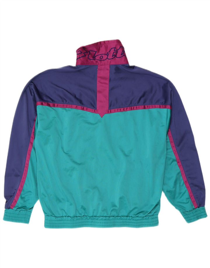 LOTTO Herre grafisk træningsdragt topjakke Stor blå farveblok polyester