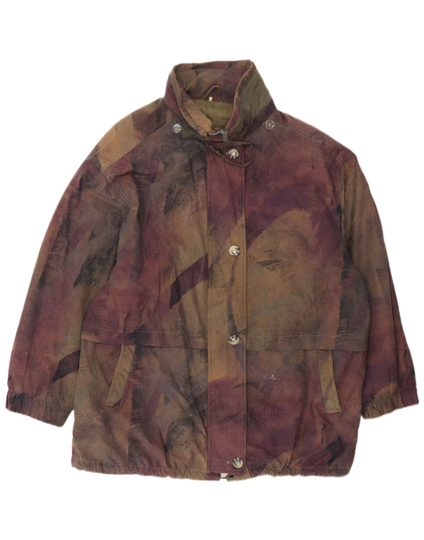 Vintage kvinders abstrakt mønster vindjakke UK 20 2XL flerfarvet