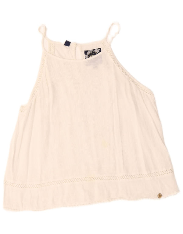 Superdry Dame Ærmeløs Oversized Bluse Top UK 10 Small White