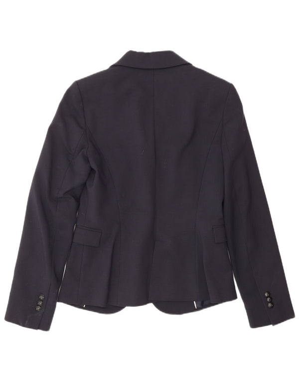 Zara Dame 1 Knap Blazer Jacket UK 10 Small Navy Blue Bomuld