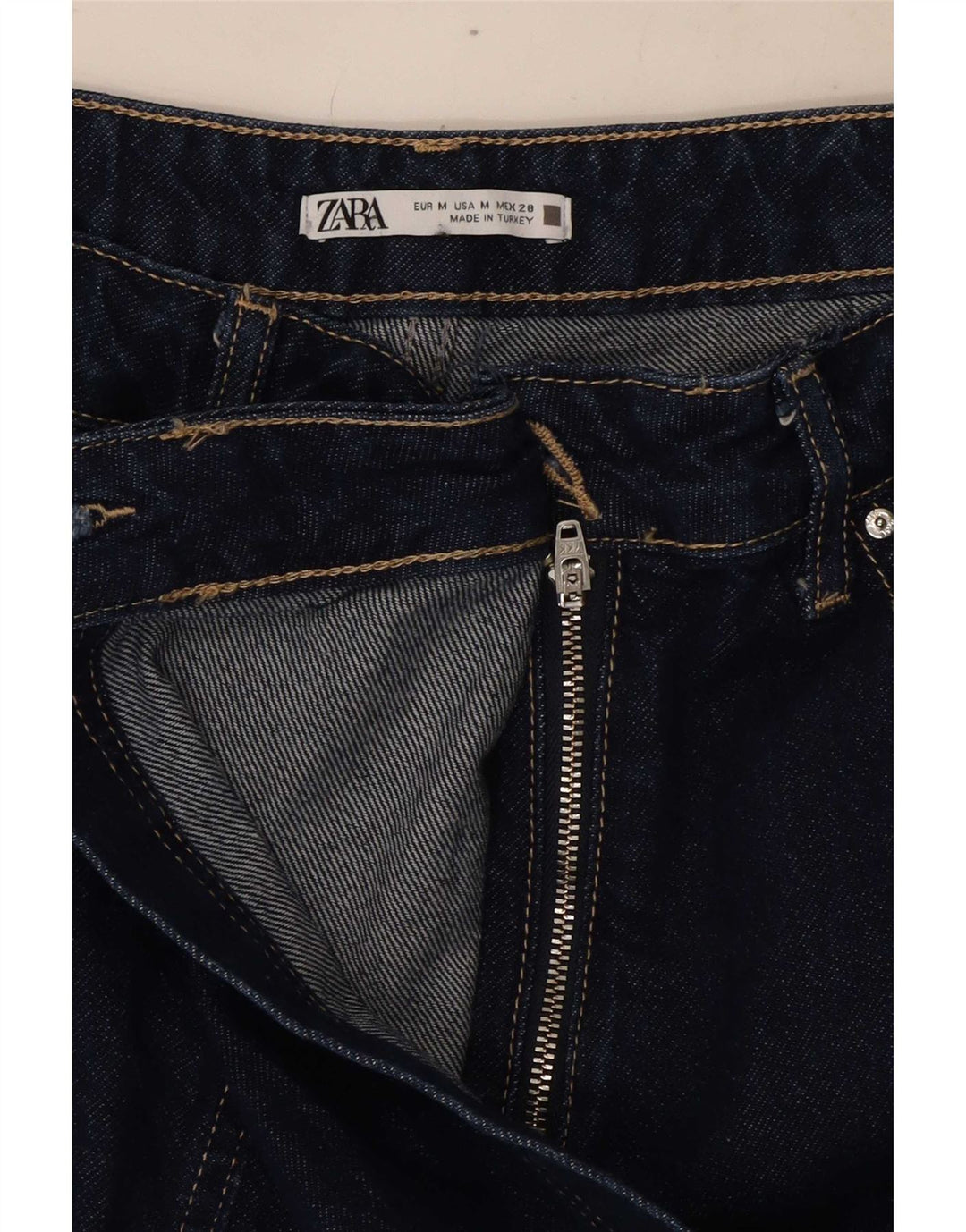 Zara Dame Denim Shorts Medium W28 Navy Blue Bomuld