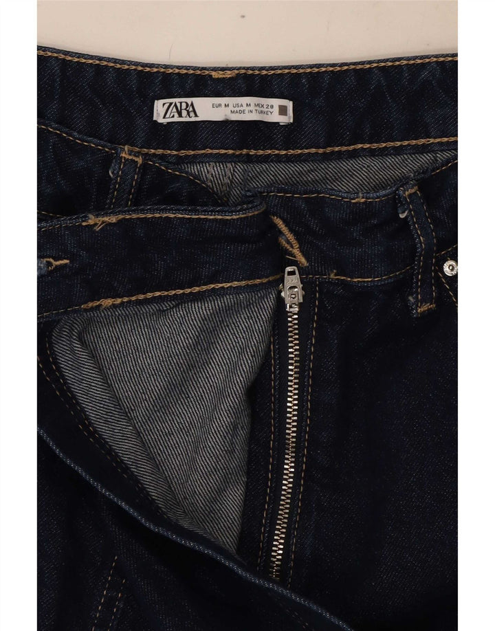 Zara Dame Denim Shorts Medium W28 Navy Blue Bomuld