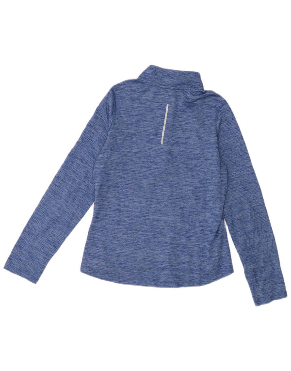 Nike Girls Dri Fit Pullover med lynlås-hals træningsdragt Top 12-13 år Blå Flecked