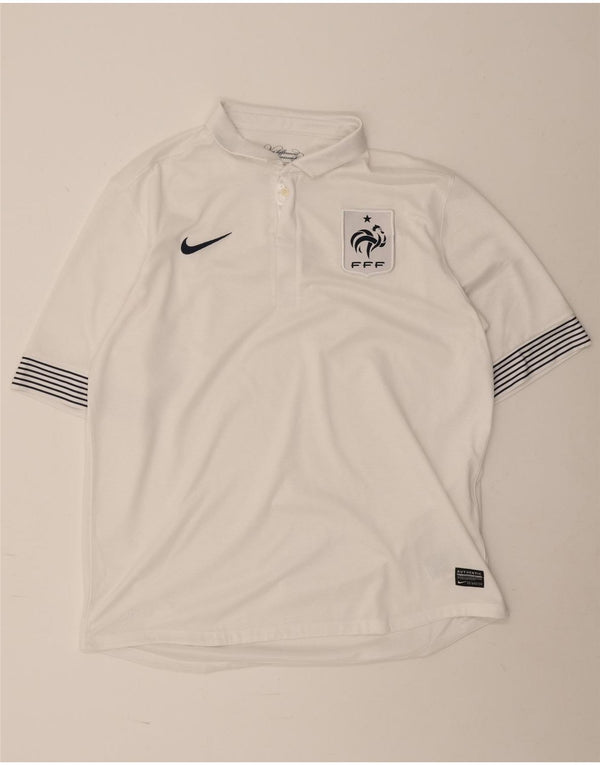 Nike Herre Frankrig National Rugby Grafisk Polo XL Hvidstribet