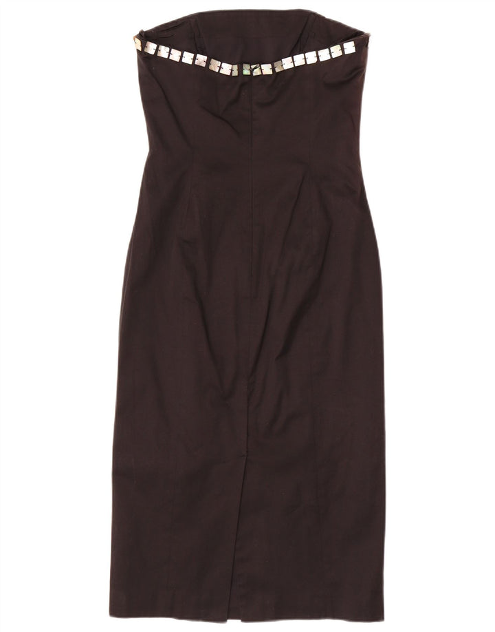 Coast Dame Stropløs Kjole UK 10 Small Black Cotton