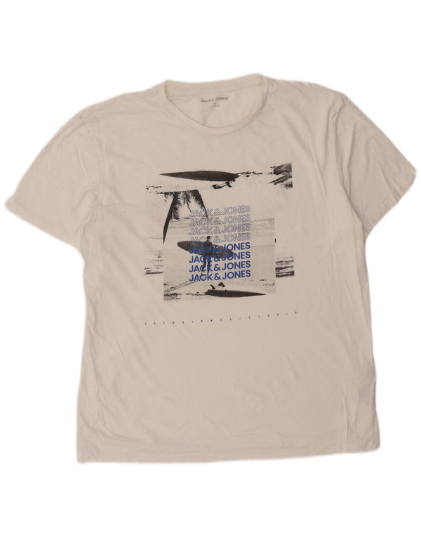 Jack & Jones Herre grafisk T-shirt top 2XL hvid bomuld