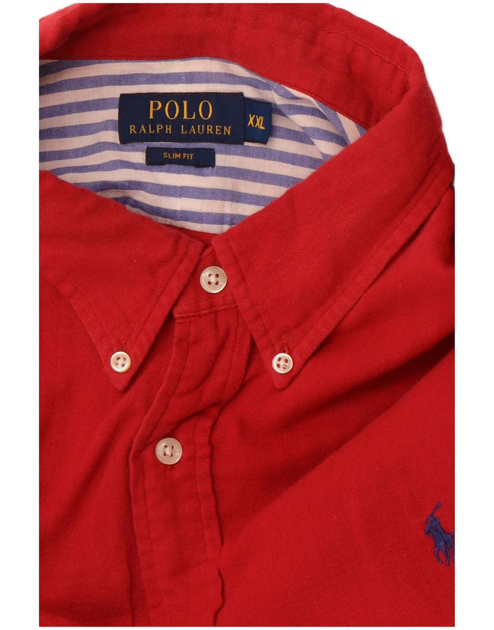 RALPH LAUREN Herre Slim Fit skjorte 2XL Rød