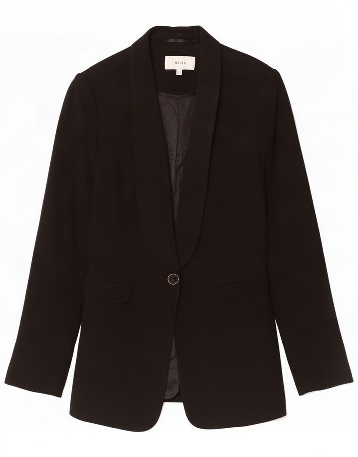 Reiss Dame 1-knap Blazer Jacket UK 10 Small Black Acetate