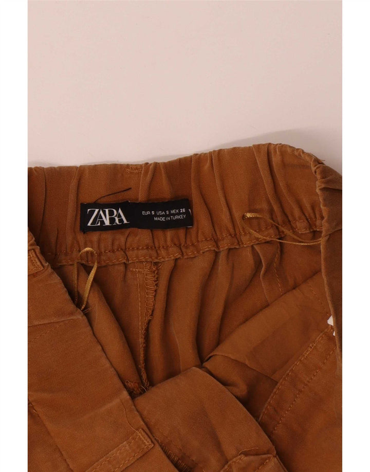 Zara Chino Shorts til kvinder Small W26 Beige Lyocell