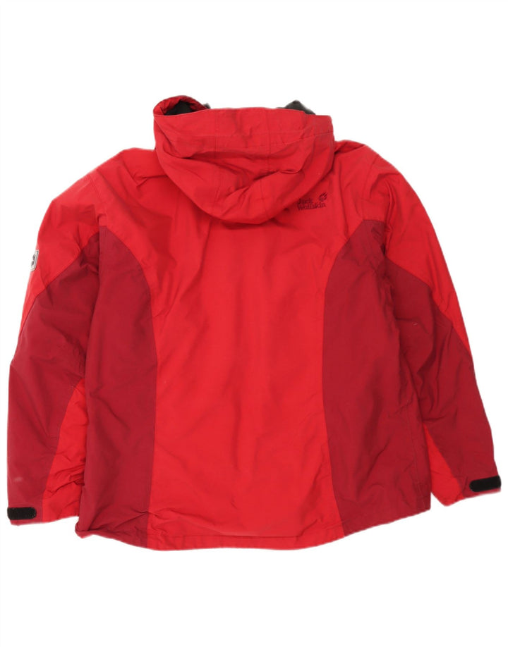 Jack Wolfskin Dame Windbreaker Jacket UK 14/16 Large Red Colourblock