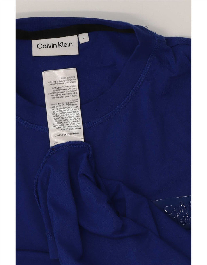Calvin Klein Herre T-Shirt Top Lille Blå Bomuld