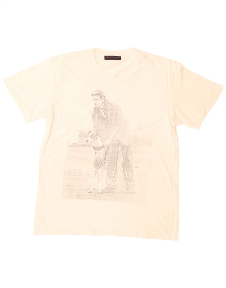Trussardi Jeans Herre Grafisk T-Shirt Top Stor Hvid