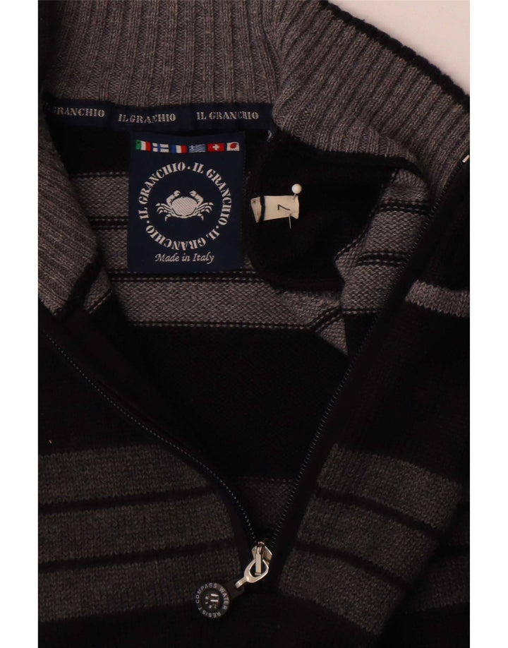 Il Granchio Herre Zip Neck Jumper Sweater Stor Marineblå Stribet