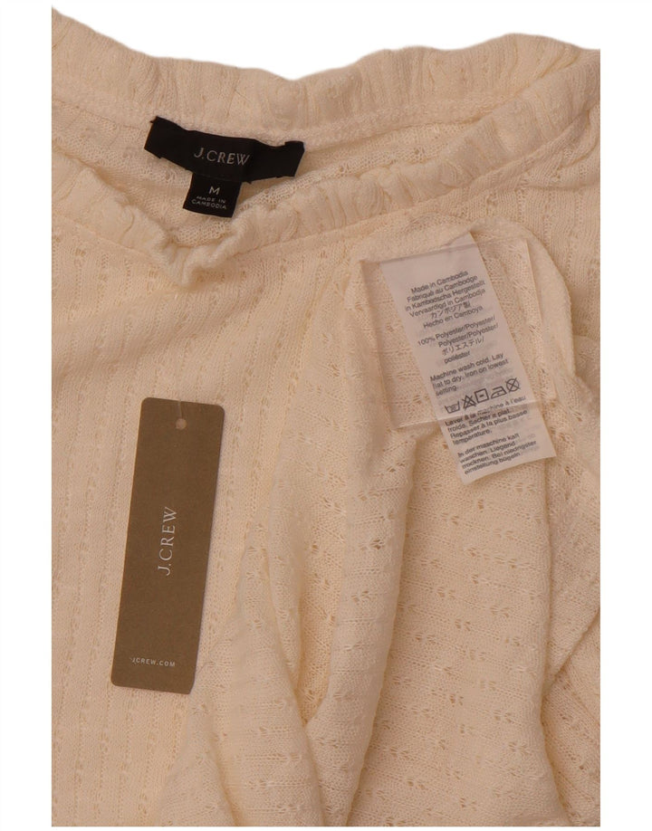 J. CREW Damestrik bluse Top UK 14 Medium Off White Polyester