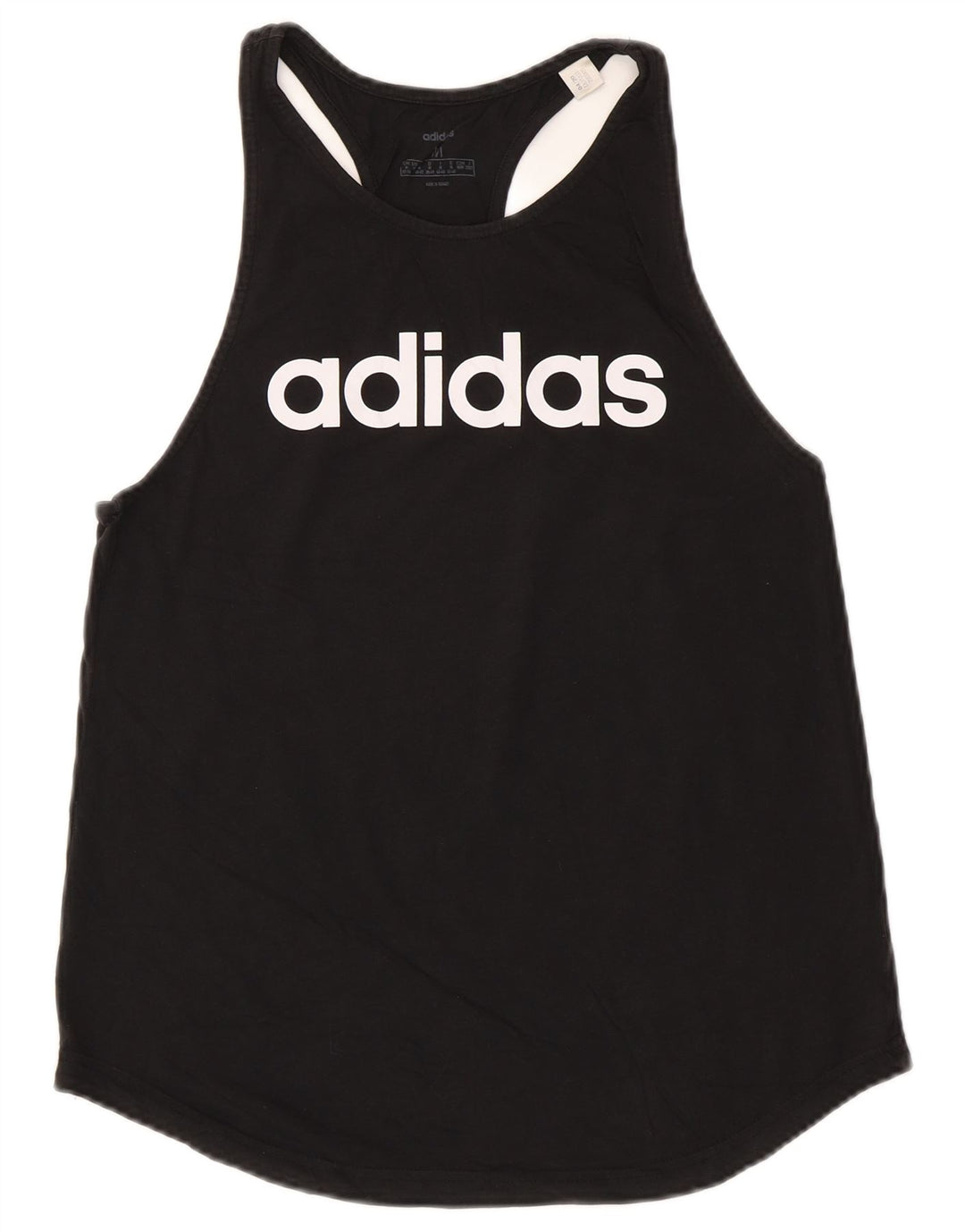 ADIDAS Kvinders Grafisk Vest Top UK 12/14 Medium Sort Bomuld