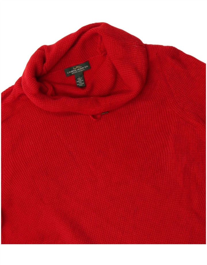 Ralph Lauren Dame Rullehals Sweater UK 14 Medium Rød Bomuld