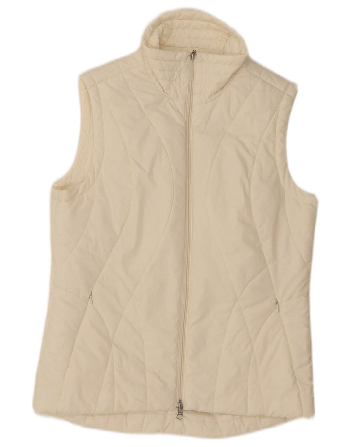 TOMMY HILFIGER Womens Padded Gilet UK 14 Medium Off White Polyester