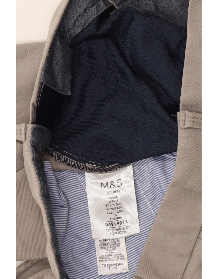 Marks & Spencer Straight Suit bukser til mænd W32 L28 Grå bomuld