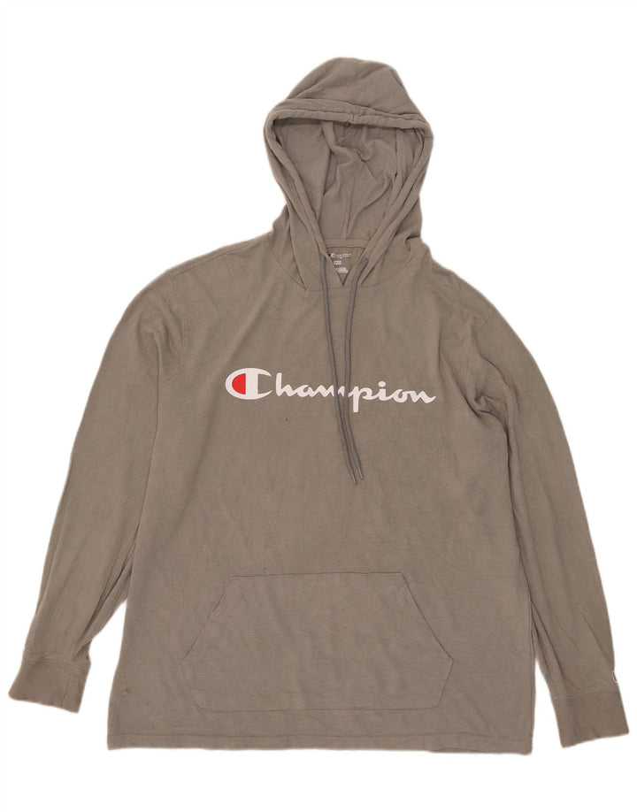 Champion Herre Hooded Grafisk Top Langærmet Medium Grå