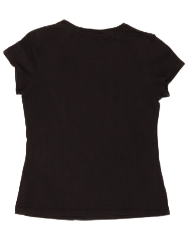 Calvin Klein Jeans Dame T-Shirt Top UK 10 Small Black Bomuld