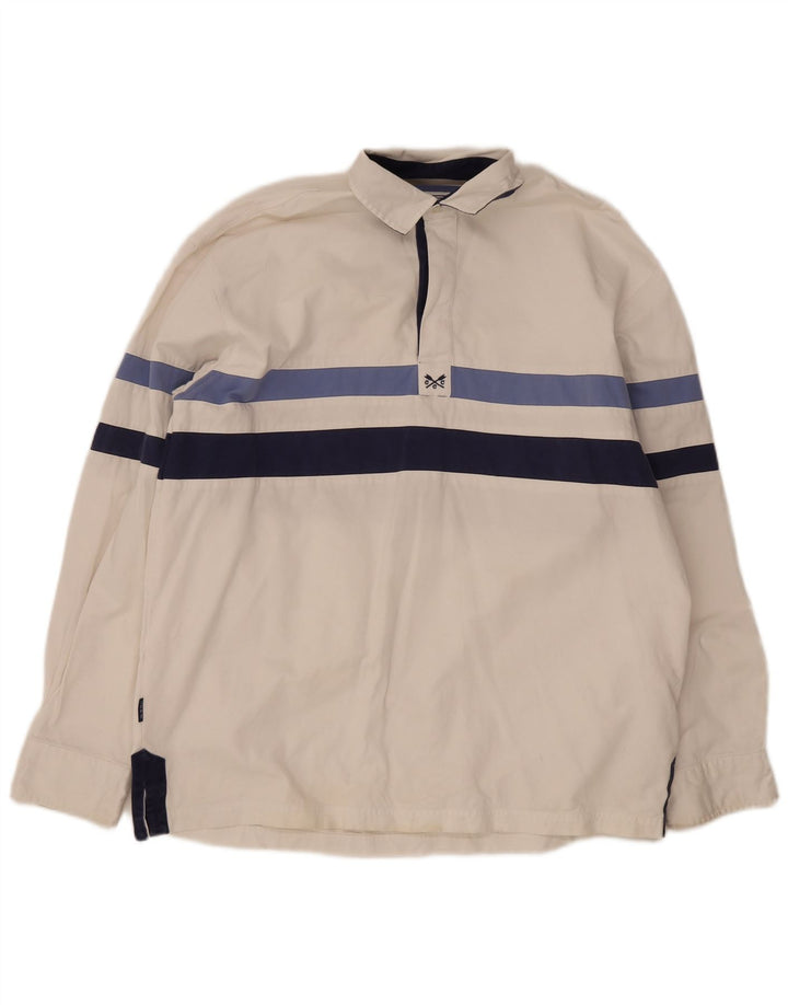 Crew Clothing Herre Pullover Shirt Stor hvid stribet bomuld