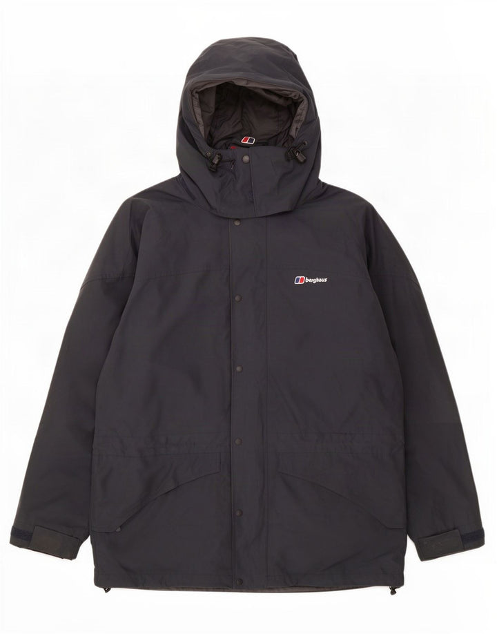 Berghaus Regnjakke med hætte til mænd UK 40 Stor marineblå polyester