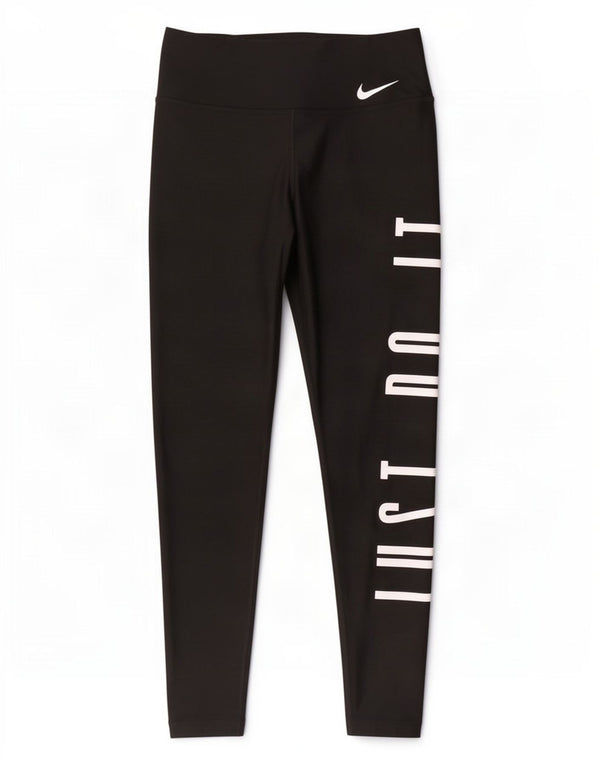Nike Dame Dri Fit Grafiske Leggings UK 10 Small Black Polyester