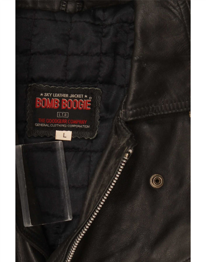 Bomb Boogie Herre Læder Biker Jacket UK 40 Large Sort