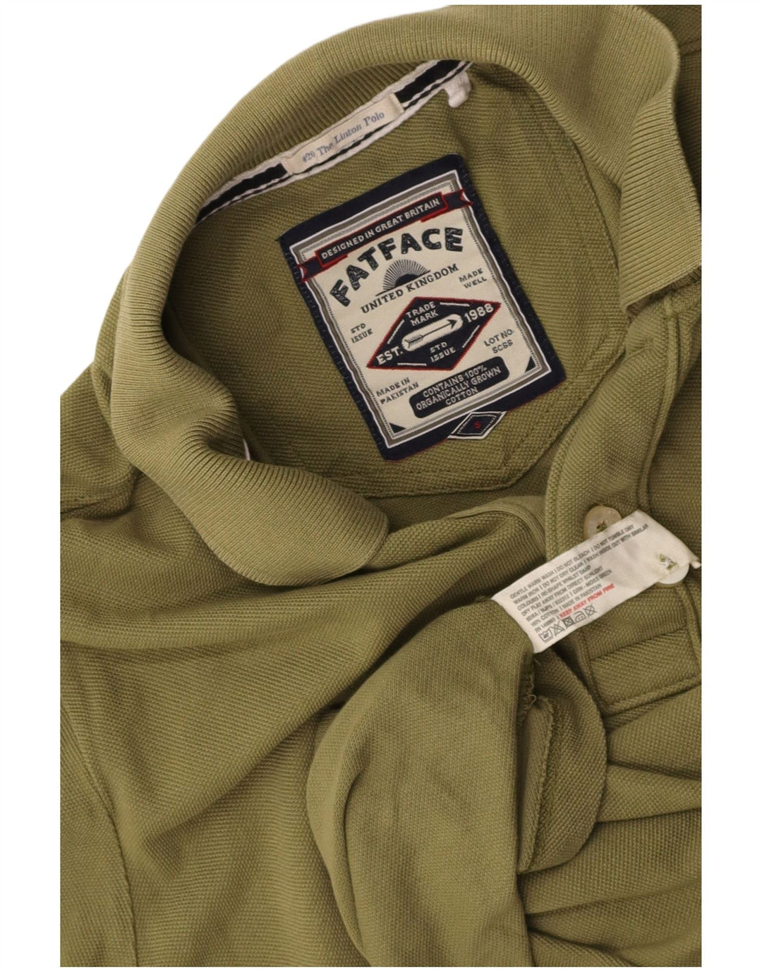 FAT FACE Mens Polo Shirt Small Green Cotton