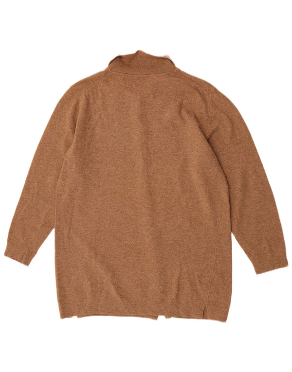 Benetton Dame oversized cardigan sweater UK 6 XS Brun Virgin Wool