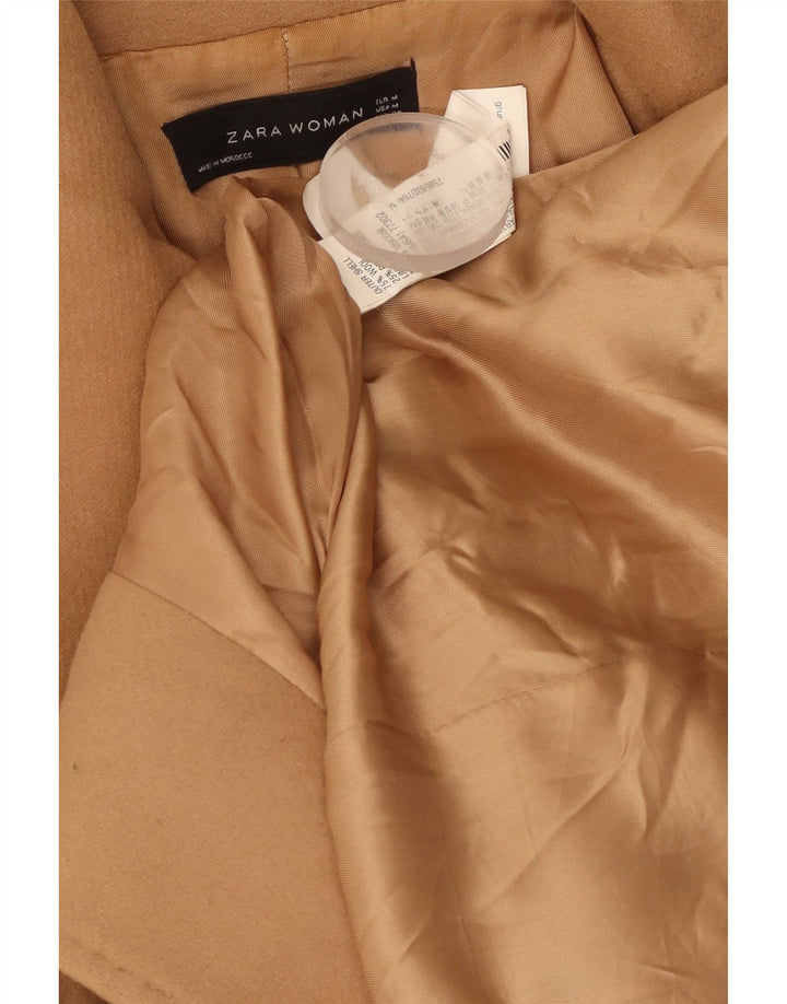Zara Dame Dobbeltradet Frakke UK 12 Medium Brun Uld
