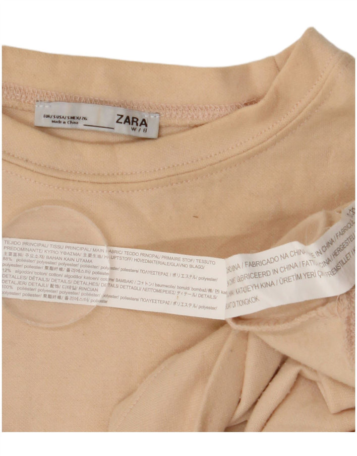 Zara Womens Crop Oversized Sweatshirt Jumper UK 10 Small Off White