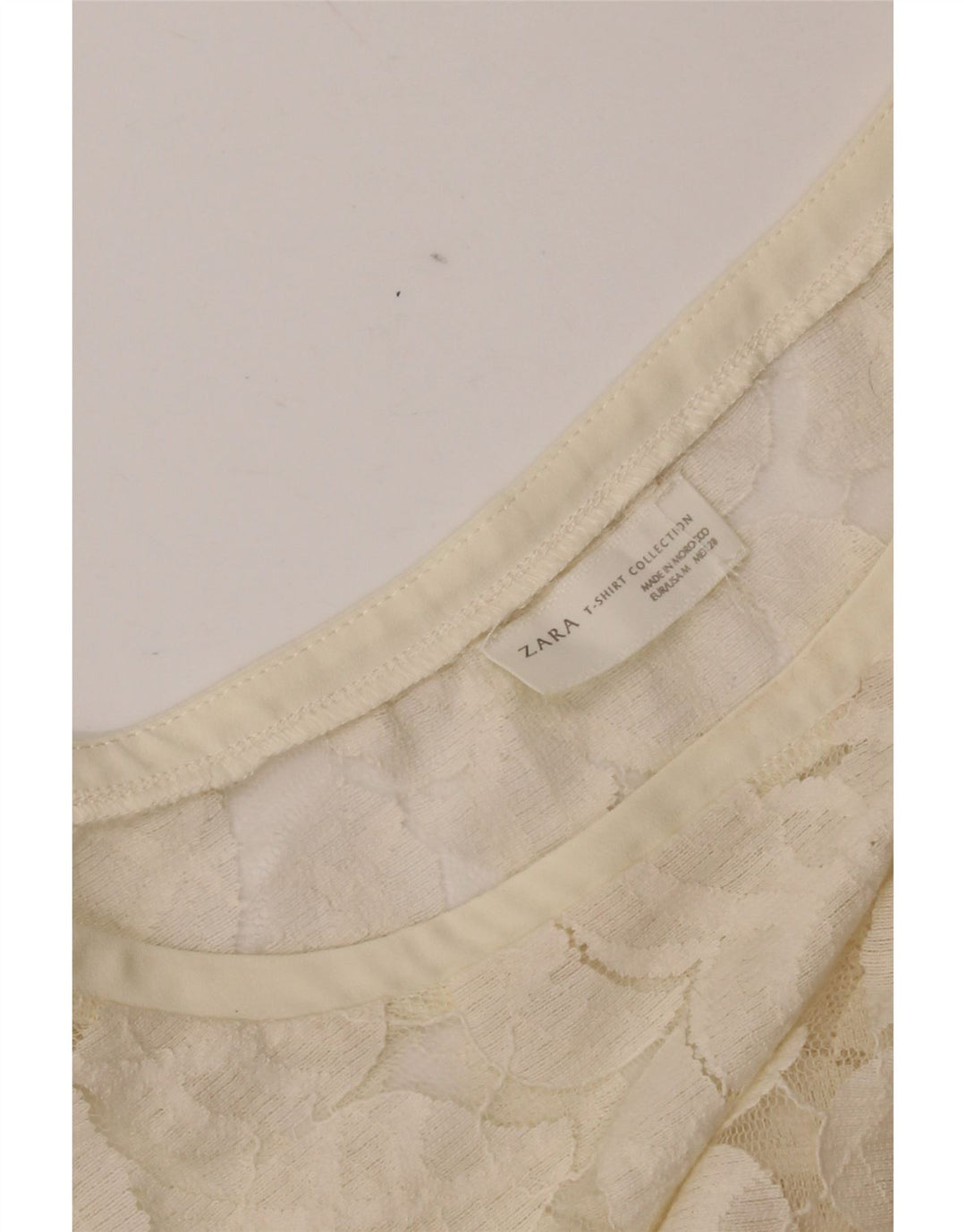 Zara Dame Blouse Top UK 12 Medium Off White Floral