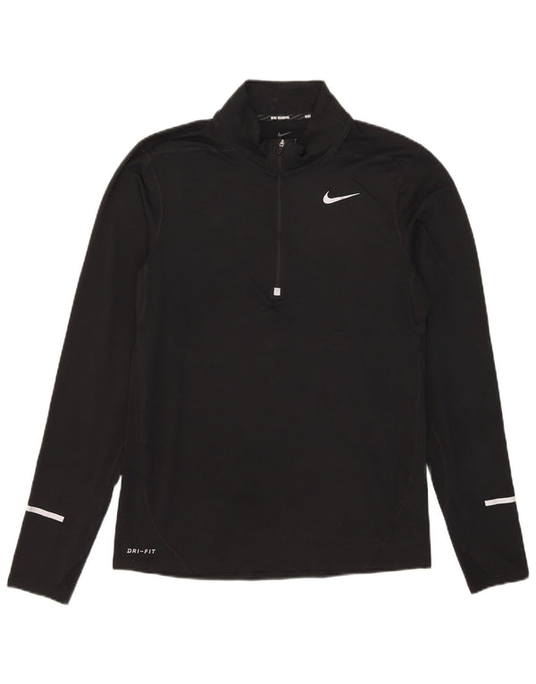 Nike Mens Dri Fit Zip Neck Pullover Tracksuit Top Small Black Polyester